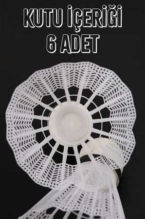 6 Adet Badminton Topu Semi-Pro Dengeli Hız Başlangıç Kutulu Mantar Kafa Deluxe Top Seti Beyaz 620