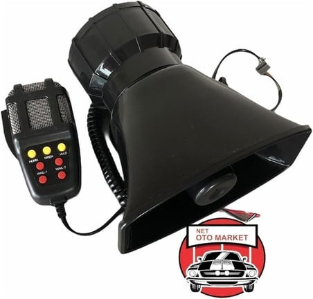 (7693) 7 Sesli Mikrofonlu Megafon Siren 100 Watt Yüksek Sesli 12 Volt Dat Dat ile uyumlu