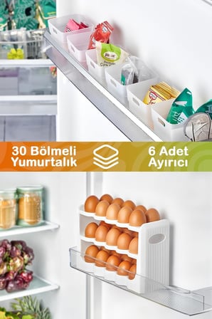 Life 6 Parça Buzdolabı İçi Düzenleyici ve 30 Bölmeli Yumurtalık MIT1105