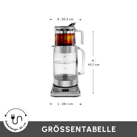 Refika'dan XL Cam Çay Makinesi Chrome