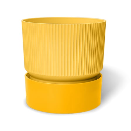 Saksı Dekoratif Tabaklı Çiçek Kaktüs Saksısı Mat Plastik (1 Adet, Sarı, 4 Litre)