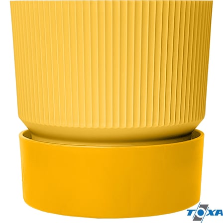 Saksı Dekoratif Tabaklı Çiçek Kaktüs Saksısı Mat Plastik (1 Adet, Sarı, 4 Litre)