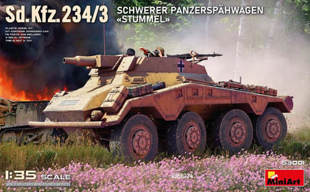Art 53001 1:35 Sd.Kfz.234/3 Schw. Panzer Stummel - orijinaline uygun reprodüksiyon, model yapımı, plastik kit, el işi, hobi, yapıştırma, model seti, montaj, boyasız