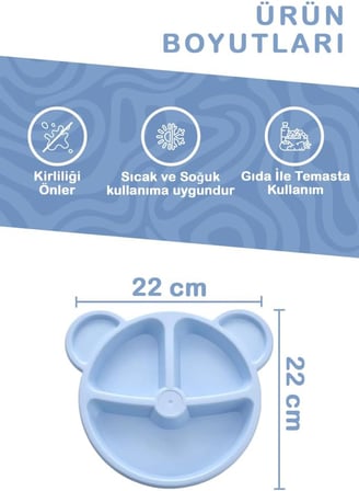 Life 3 Bölmeli Mavi Bebek Çocuk Yemek Mama Tabağı MIT1115
