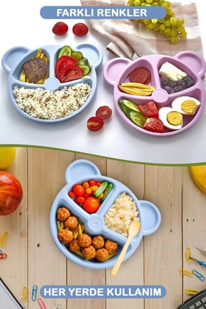Life 3 Bölmeli Mavi Bebek Çocuk Yemek Mama Tabağı MIT1115