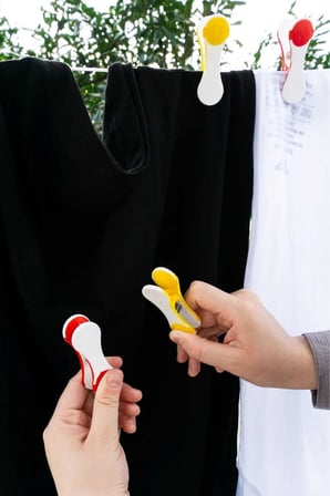 HOME Yeni Nesil Silikon Çamaşır Mandalı, İz Bırakmayan Süper Güçlü Paslanmaz Kırılmaz Mandal seti 10'lu, Sarı