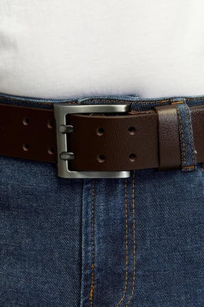 Hakiki Erkek Manda Derisi Çiftdilli Spor Kot Kemeri 4,5 cm Lacivert