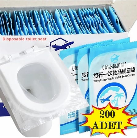 200 Adet Tek Kullanımlık Klozet Örtüsü Klozet Poşeti Klozet Kapak Örtüsü Dispenseri