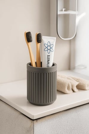 Haus Banyo Takımı Diş Fırçalık Sıvı Sabunluk Katı Sabunluk 3'lü Set Gri