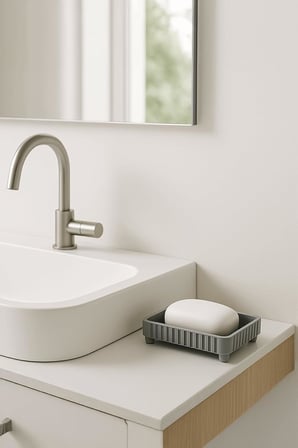 Haus Banyo Takımı Diş Fırçalık Sıvı Sabunluk Katı Sabunluk 3'lü Set Gri