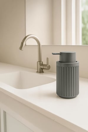 Haus Banyo Takımı Diş Fırçalık Sıvı Sabunluk Katı Sabunluk 3'lü Set Gri