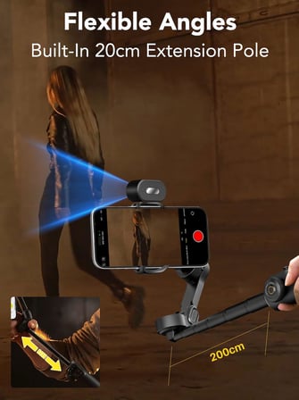 Smart X2 Akıllı Telefon Gimbal Sabitleyici, 360° Döndürme, OLED Ekran, Dahili 20 cm Uzatma Çubuğu Selfie Çubuğu, Ayarlanabilir 7 Renkli RGB Dolgu Işığı, Gece Video Çekimleri için İdeal, X2 KIT