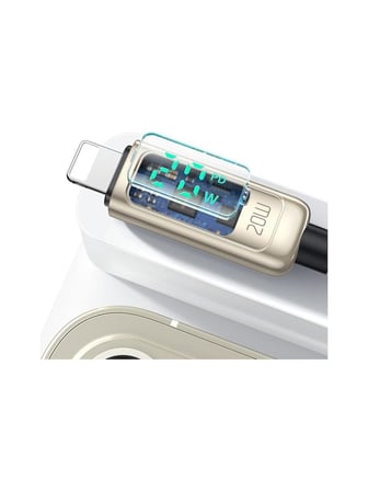 20W USB-C to Lightning Ekranlı Şarj Kablosu, 1,2 m, Gümüş