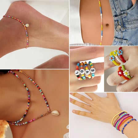 Yuvalı Boncuk Bilezik Yapımı Seti Takı Yapımı İçin Kutu Boncuklar El Yapımı DIY Bilezikler ve Çok renkli