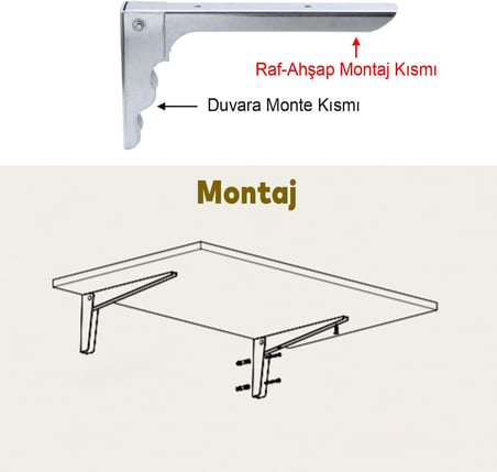 Duvara Monteli Balkon Masası Sehpası Montajı Metal Katlanır Raf Altı Ayağı 18 x 10 cm (2 ADET)