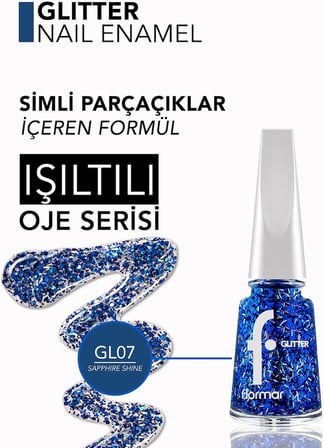 Yarı Transparan & Parlak Bitişli Simli Oje