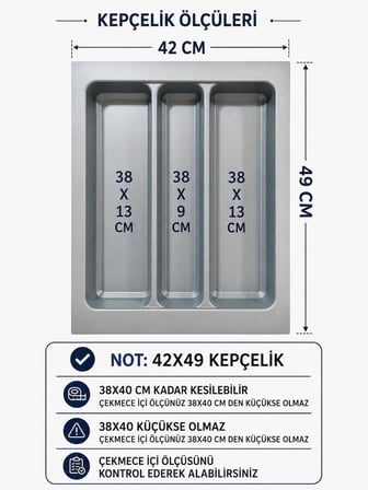 Içi Kaşıklık ve Kepçelik Düzenleyici 2'li Takım 42x49 cm (38x40 cm Kadar Kesilebilir)