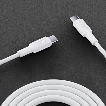 60W USB Type-C to Type-C Silikon Hızlı Şarj ve Data Kablosu Beyaz 2 Metre