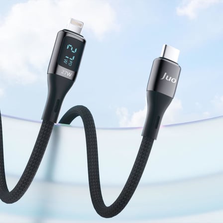 27W Dijital Led Ekranlı USB Type-C to Lightning iPhone iPad Hızlı Şarj ve Data Kablosu 1 Metre