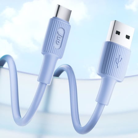 66W USB-A to USB Type-C Silikon Hızlı Şarj ve Data Kablosu Mavi 1 Metre