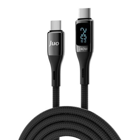 240W Dijital Led Ekranlı E-Mark Çipli PD 3.1 USB Type-C to Type-C Hızlı Şarj ve Data Kablosu 2 Metre
