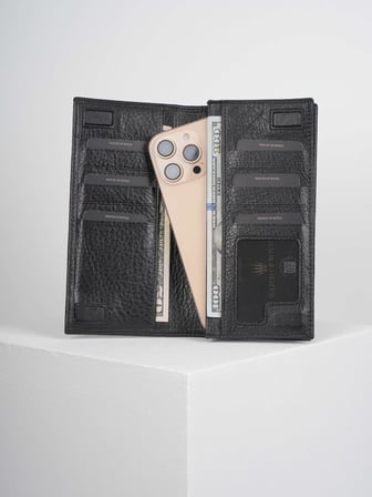 SİYAH HAKİKİ DERİ TELEFON CÜZDANI