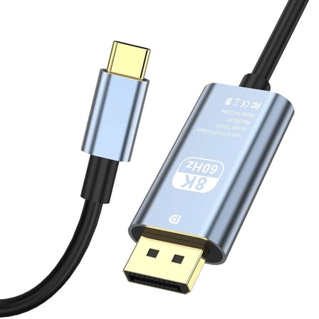 Type-C to DP Kablo, 8K 60Hz 200cm Yüksek Hızlı, Tip C to Displayport Kablo 2 Metre Uzunluğu USB C Displayport 200cm ZR858
