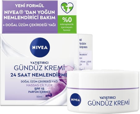 Yatıştırıcı Gündüz Yüz Bakım Kremi 50 ml, Nemlendirici, SPF15 Güneş Koruması, Hassas Ciltler