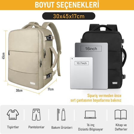 Laptop Sırt Çantası, Seyahat Çantası Hafif El Çantası Küçük Bavul Valiz, Uçak Onaylı Kabin Çantası, Erkek ve Bayan İçin, 15.6 inç Notebook Dizüstü Bilgisayar Laptop Macbook Çantası