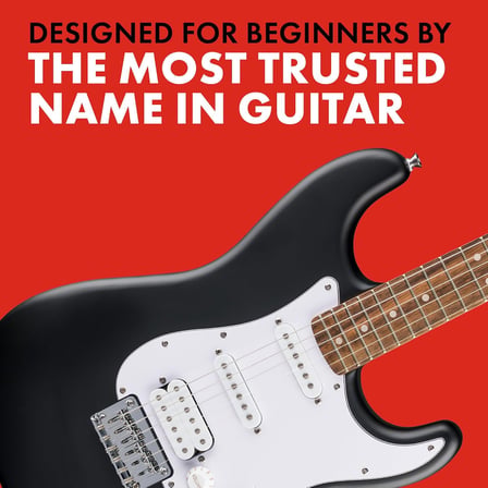 by Fender Debut Collection HT HSS Stratocaster elektro gitar, Laurel klavye, beyaz vuruş tahtası, siyah