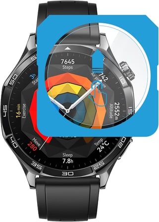 Huawei Watch GT5 46mm için 2'li Paket (2 Adet) Kolay Kurulum Otomatik Hizalama Aparatlı Şeffaf 9H Sertliğinde Gerçek Temperli Cam Ekran Koruyucu (Huawei GT5 46mm)
