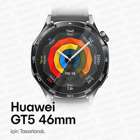 Huawei Watch GT5 46mm için 2'li Paket (2 Adet) Kolay Kurulum Otomatik Hizalama Aparatlı Şeffaf 9H Sertliğinde Gerçek Temperli Cam Ekran Koruyucu (Huawei GT5 46mm)