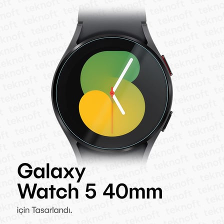 Samsung Galaxy Watch 5 40mm için 2'li Paket (2 Adet) Kolay Kurulum Otomatik Hizalama Aparatlı Şeffaf 9H Sertliğinde Gerçek Temperli Cam Ekran Koruyucu (Galaxy Watch 5 40mm)