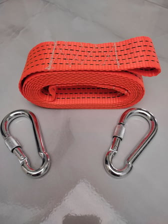 Halatı 3 Ton 5 M (ÇEKME HALATI) Kumaş 10 MM VİDALI METAL ÇENGELLİ Karabinalı, Turuncu KUMAŞ Çeki Halatı, 5 Cm genişlik 2mm, yüksek Dayanıklı, Çelik Uçlu Araba Çekme, oto çeki