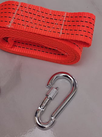 Halatı 3 Ton 5 M (ÇEKME HALATI) Kumaş 10 MM VİDALI METAL ÇENGELLİ Karabinalı, Turuncu KUMAŞ Çeki Halatı, 5 Cm genişlik 2mm, yüksek Dayanıklı, Çelik Uçlu Araba Çekme, oto çeki