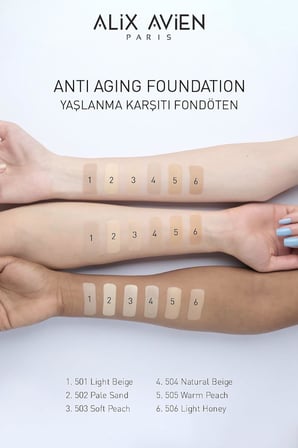 AVIEN Yaşlanma Karşıtı Vitamin Içeren Nemlendirici Spf15 Fondöten - Anti Aging Foundation 505 Warm Peach