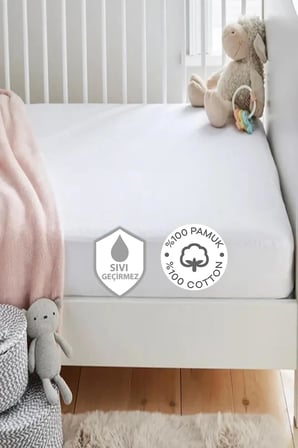 Pamuklu Sıvı Geçirmez Bebek Alezi Yatak Koruyucu Bebek Çocuk Park Beşik Kreş Anaokulu Alezi (70 x 110)