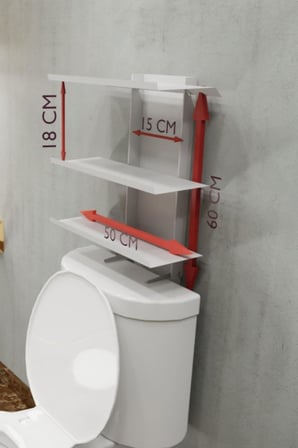Beyaz Klozet Üstü Raf, Organizer Tuvalet Kağıtlık ve WC Tuvalet Banyo Düzenleyici MT116B