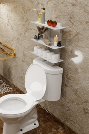 Beyaz Klozet Üstü Raf, Organizer Tuvalet Kağıtlık ve WC Tuvalet Banyo Düzenleyici MT116B
