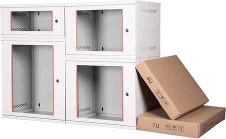 7U 19" Security Box Duvar Tipi Kabinet, Demonte, 542mm Genişlik, 400mm Derinlik, Açık Gri Renk