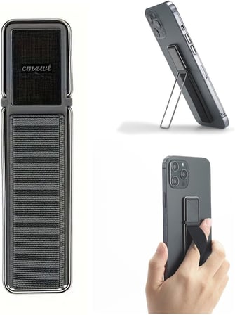 Üniversal Telefon Arkası El Parmak Tutucu Metal Mıknatıslı Standlı Cep Telefonu Tutacağı - AL4938 (Gri)
