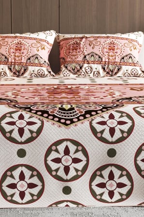 Çift Kişilik Jakar Dokuma Yatak Örtüsü Ethnic Motif - Somon, pike4375