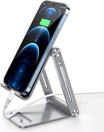 Alüminyum Katlanabilir Metal Masaüstü Telefon Tutucu Standı Gümüş