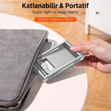 Alüminyum Katlanabilir Metal Masaüstü Telefon Tutucu Standı Gümüş