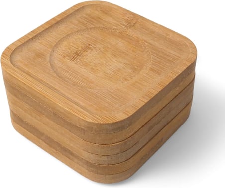 Bambu Kare Çay Tabağı Bardak Altlığı 6'Lı Set | Dekoratif Ve Doğal Bambu Altlık – Şık Ve Dayanıklı Tasarım (10Cm X 10Cm)