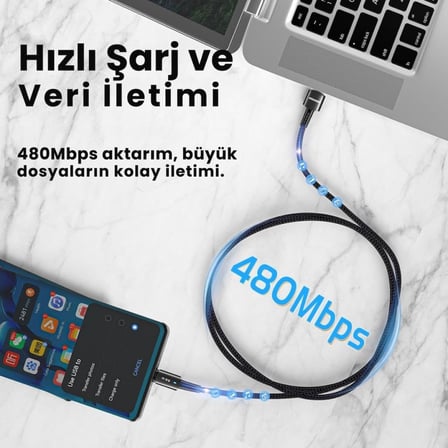 Kablo 1Metre 6A 66W USB To Type-C Şarj Kablosu Data Kablosu Akım Koruma