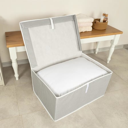 Home Çok Amaçlı Kapaklı Sandık Tipi Hurç Organizer – Büyük Boy Saklama Kutusu – Dolap İçi, Yatak Altı ve Baza Altı İçin Sert ve Dayanıklı Depolama Çözümü – Katlanabilir (Gri, 60x40x30 Cm)