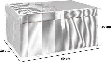 Home Çok Amaçlı Kapaklı Sandık Tipi Hurç Organizer – Büyük Boy Saklama Kutusu – Dolap İçi, Yatak Altı ve Baza Altı İçin Sert ve Dayanıklı Depolama Çözümü – Katlanabilir (Gri, 60x40x30 Cm)