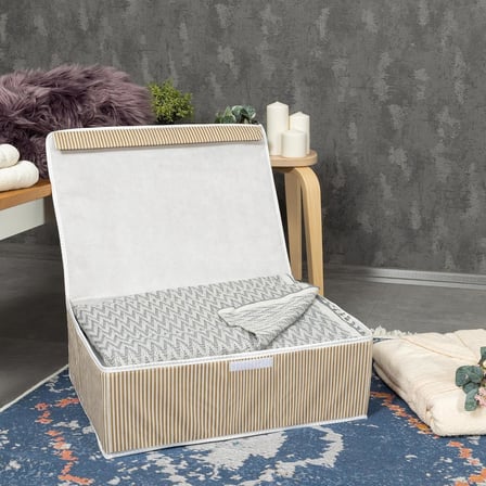 Home Çok Amaçlı Kapaklı Sandık Tipi Hurç Organizer – Büyük Boy Saklama Kutusu – Dolap İçi, Yatak Altı ve Baza Altı İçin Sert ve Dayanıklı Depolama Çözümü – Katlanabilir (Gri, 50x40x19 Cm)