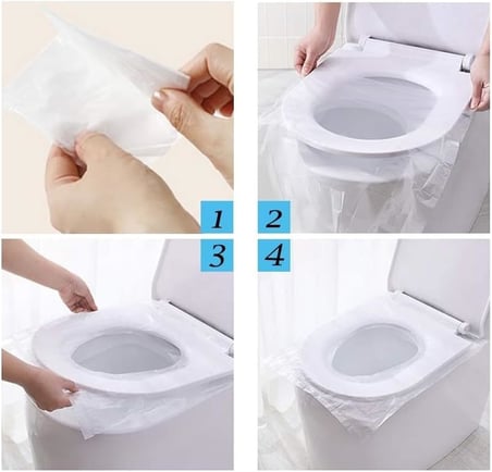 Örtüsü Tek Kullanımlık Klozet Poşeti Klozet Kapak Örtüsü Dispenseri 50 ADET